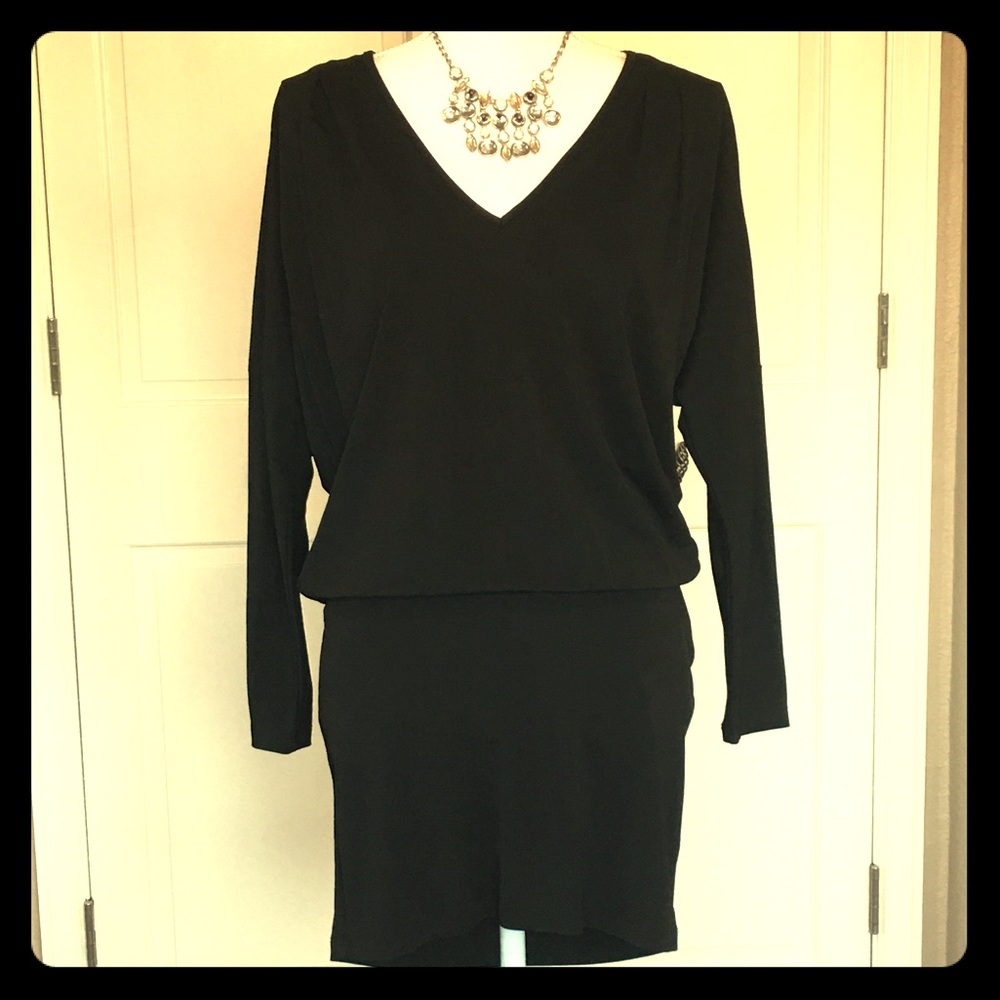 Black Dolman Sleeve Mini Dress by Haute Hippie